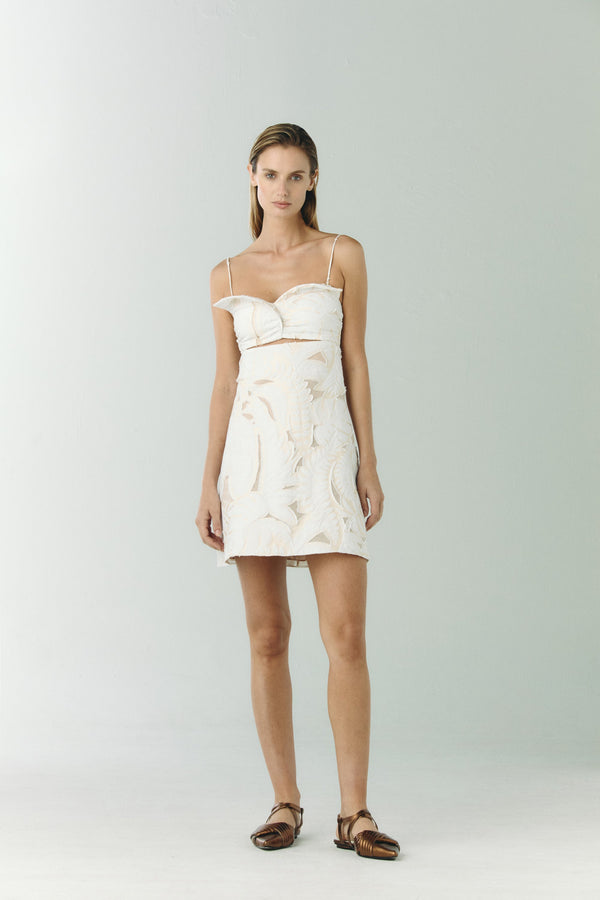 Victoria Jacquard Coupe Mini Dress / Ecru